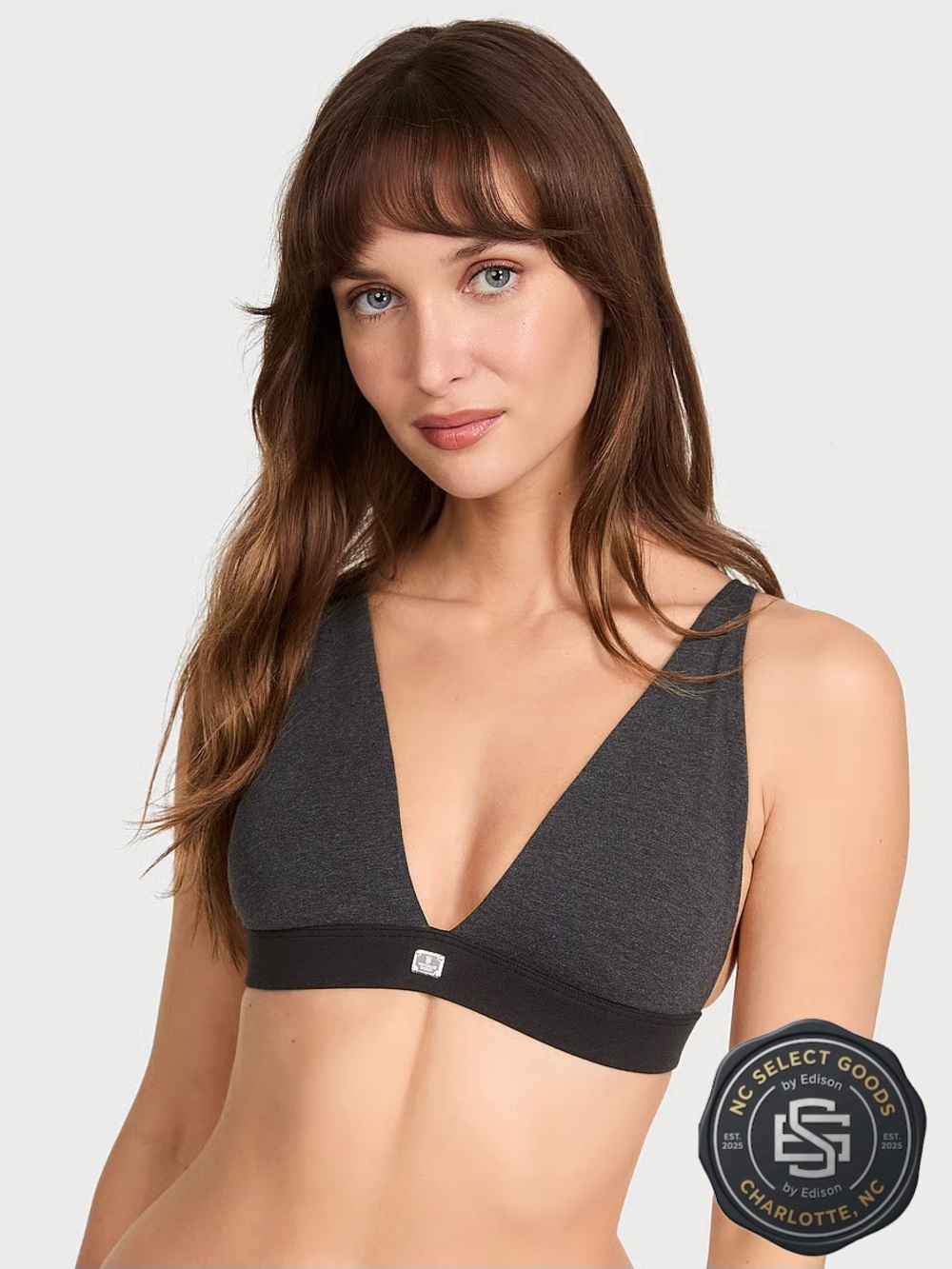 Victoria's Secret Gray Knit Wireless Triangle Bralette Lounge Bra Size Large New